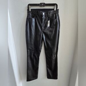 Gap black faux leather pants high rise vintage slim size 10/30R